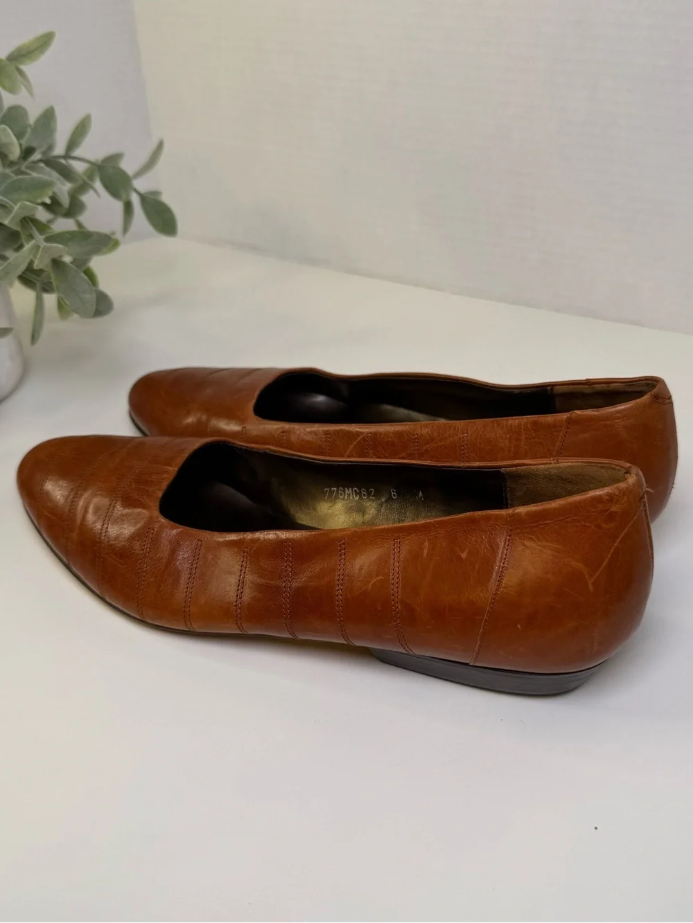 Maserati Vintage Brown Genuine Leather Italian Made Women's Flats Size 8